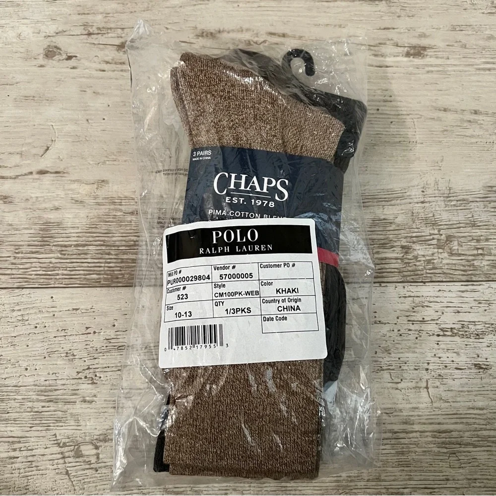 Chaps Men's Casual Socks - Pima Cotton Blend 3 Pack Performance Casual NWT!
